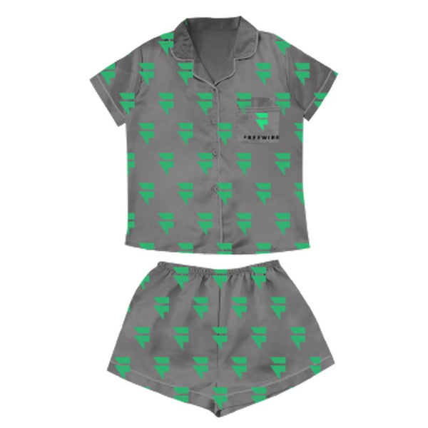 Allover Print Short Satin Pajama Set (SPJ101)