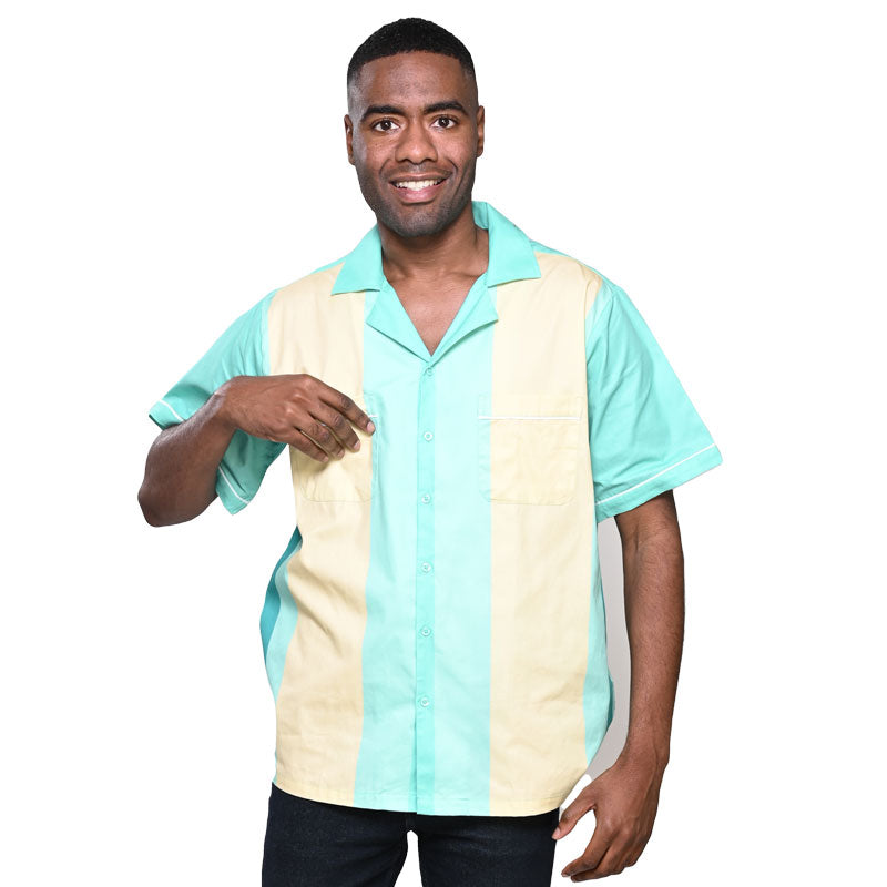 bowling dress shirts Dark blue tropical wool bowling shirt