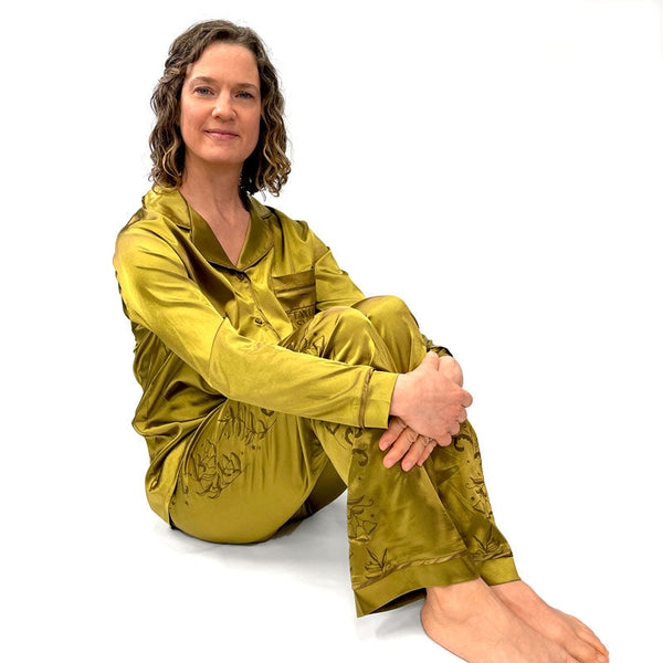 Classic Long Sleeve Satin Lounge Set (PJL101-S) - Random Sample