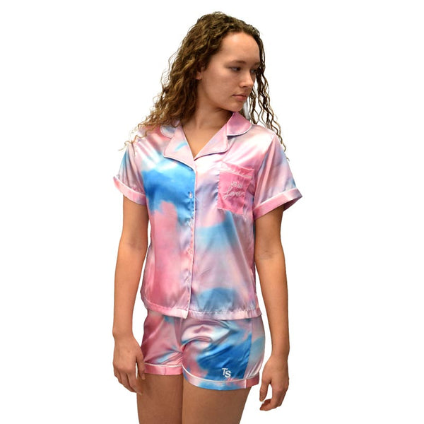 Allover Print Short Satin Pajama Set (SPJ101)